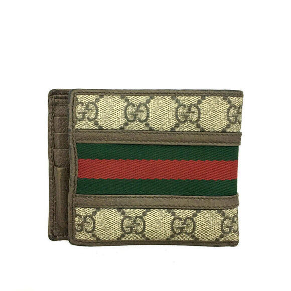 GUCCI Ophidia GG Logo PVC Leather Bifold Wallet Beige - Picture 4 of 8